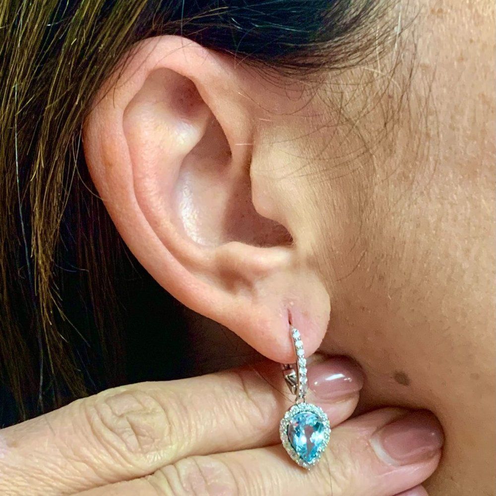 Natural Aquamarine Diamond Earrings 14k Gold 3.61 TCW Certified $5,950 118916